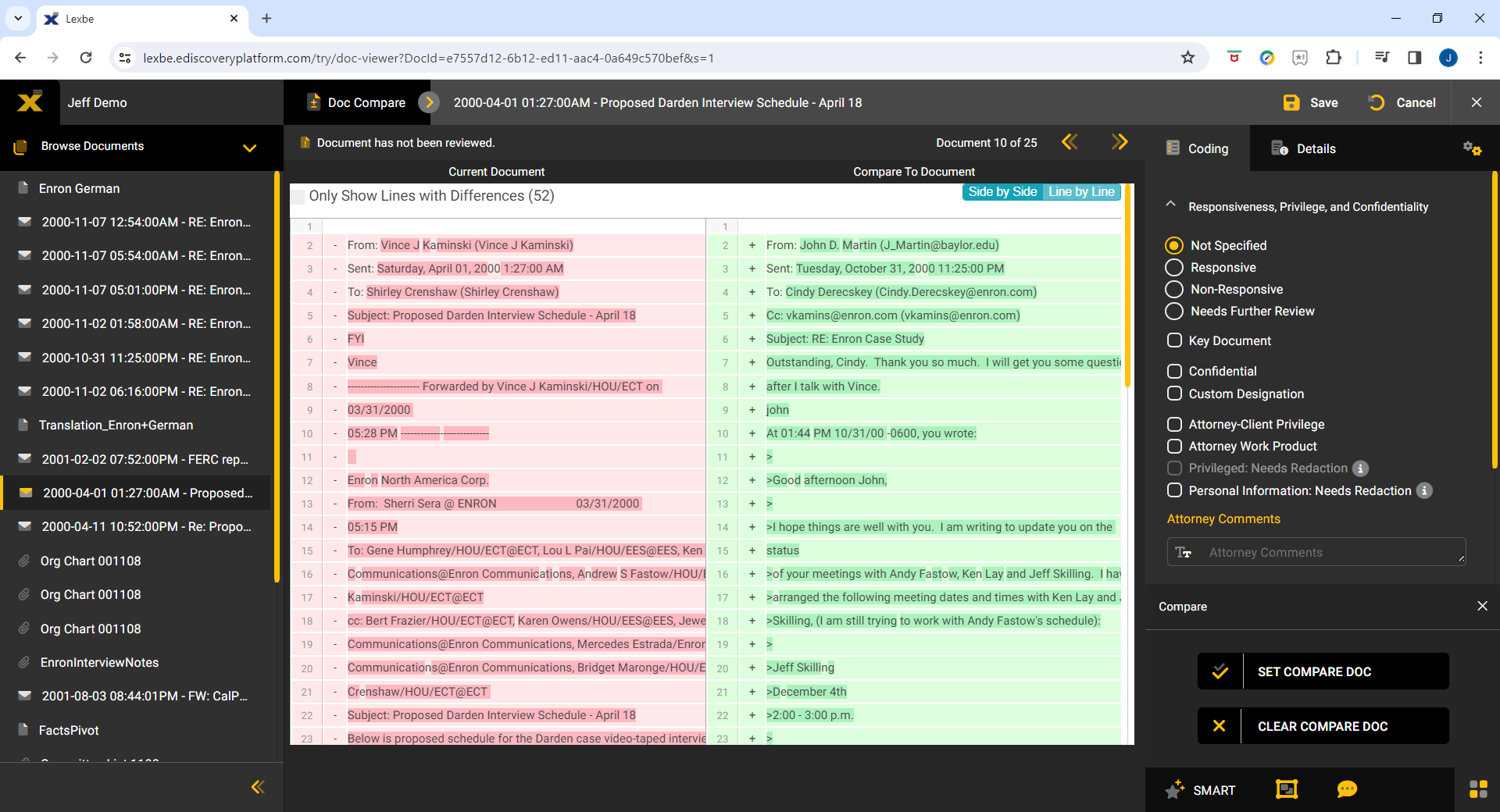 screenshot of Lexbe eDiscovery Platform